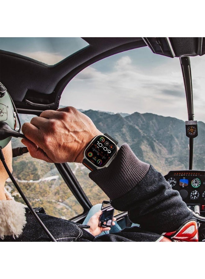 حزام نايلون قابل للتعديل لساعة Apple Watch Series 10/9/8/7/6/5/Ultra 2/Ultra - 49 مم 44 مم 45 مم 42 مم 46 مم مع مشبك معدني (أسود) - Image 2